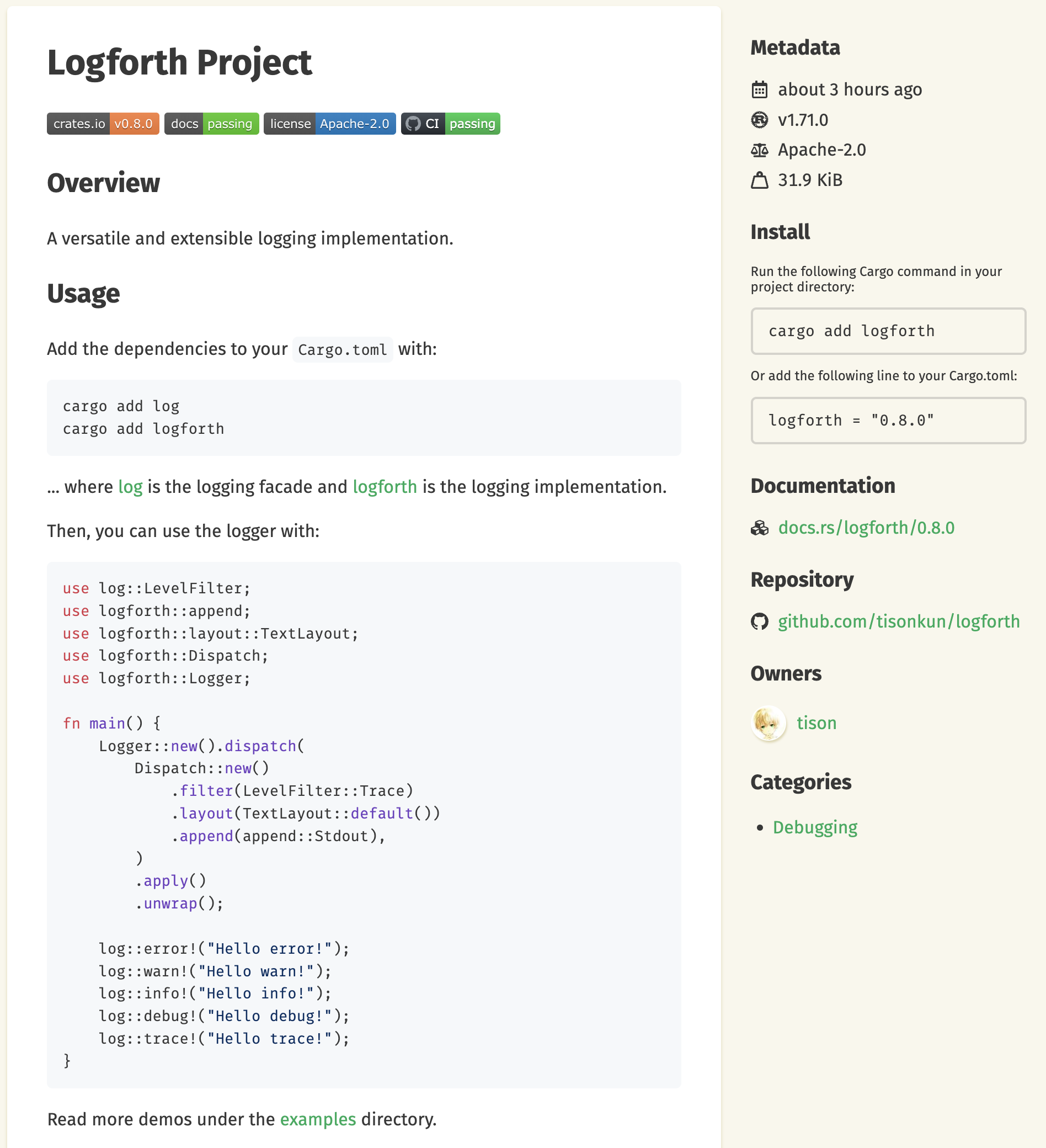 Logforth: A versatile and extensible logging implementation