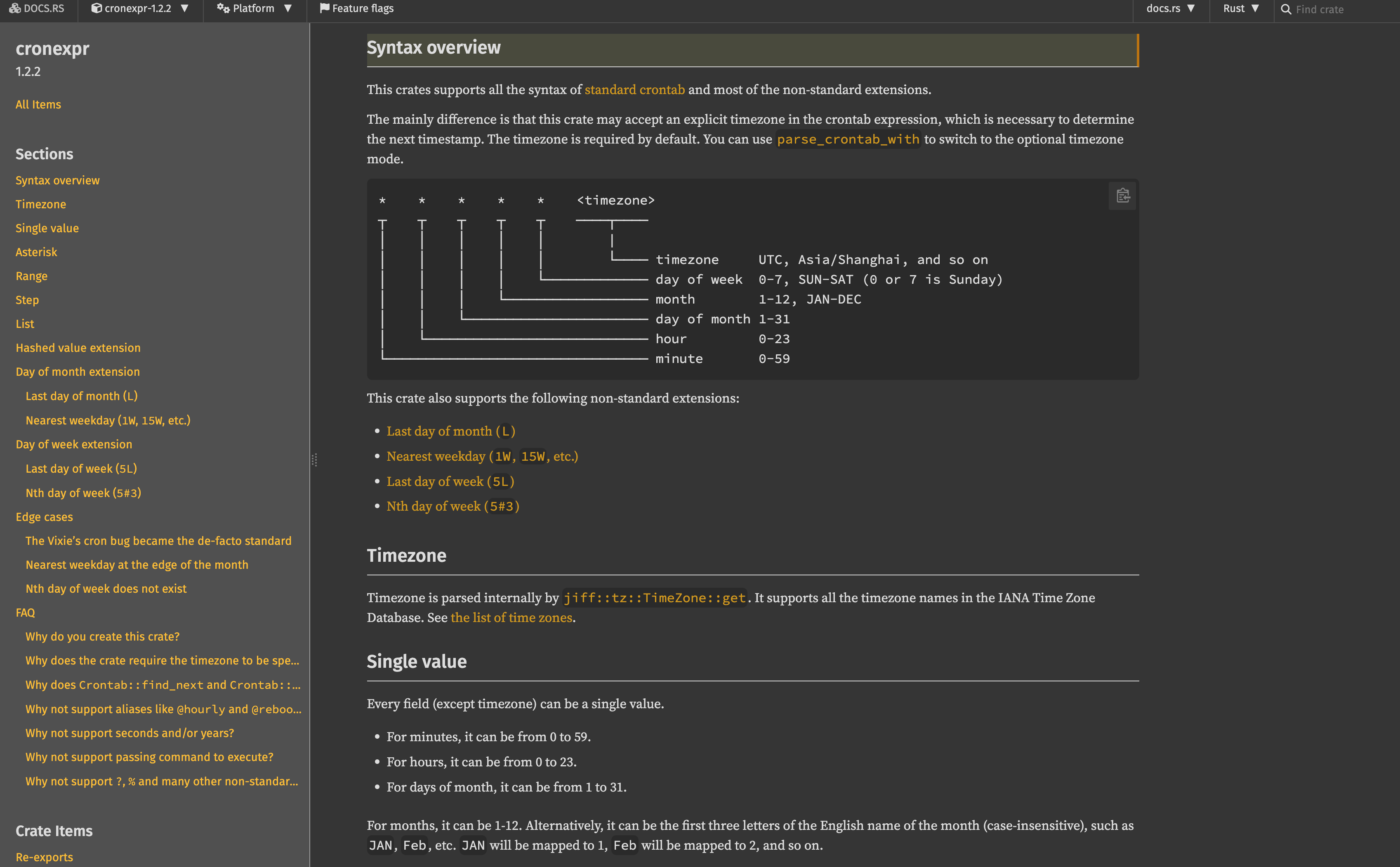 详实的 Cronexpr 文档