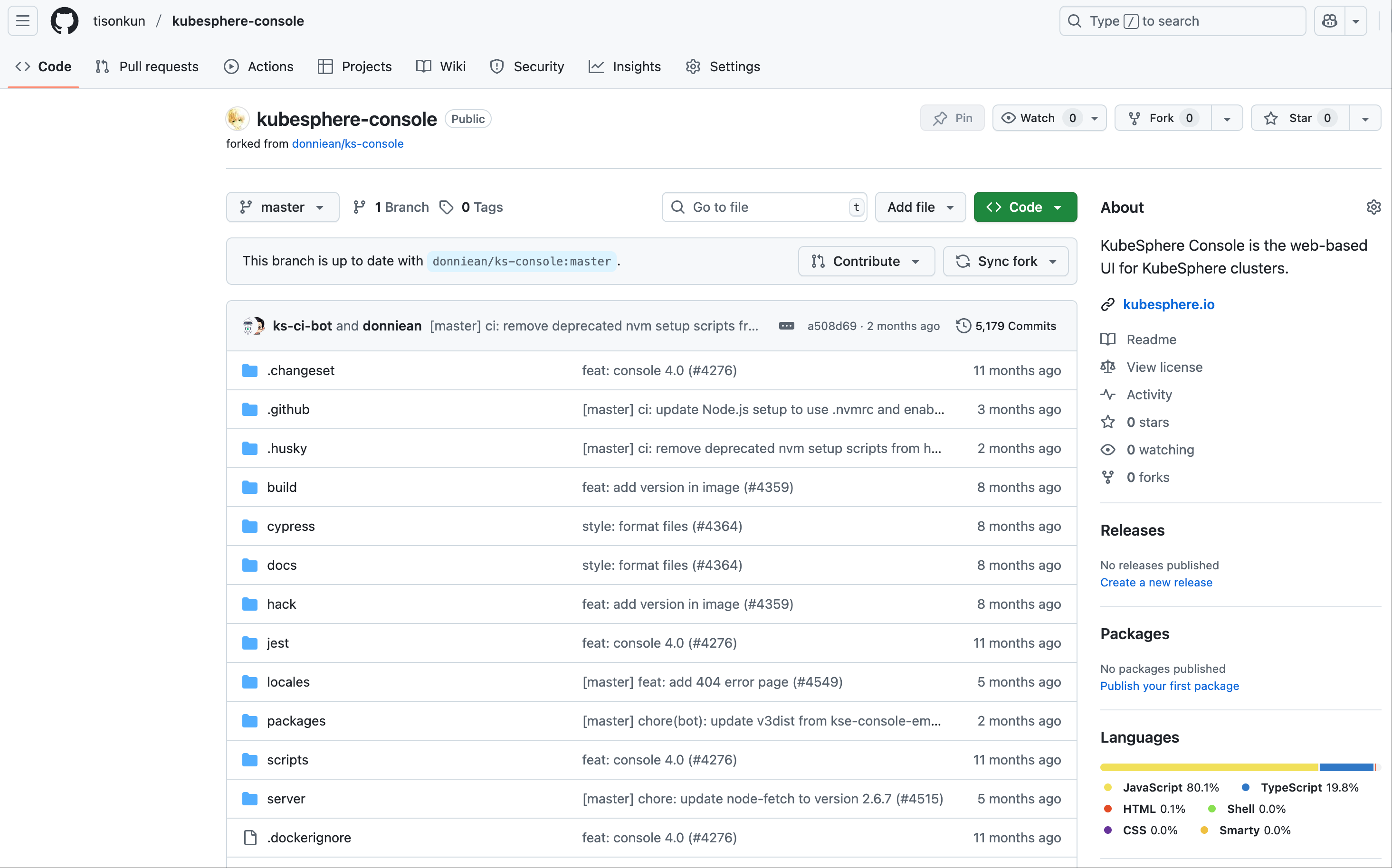 我的 KubeSphere Console Fork 仓库