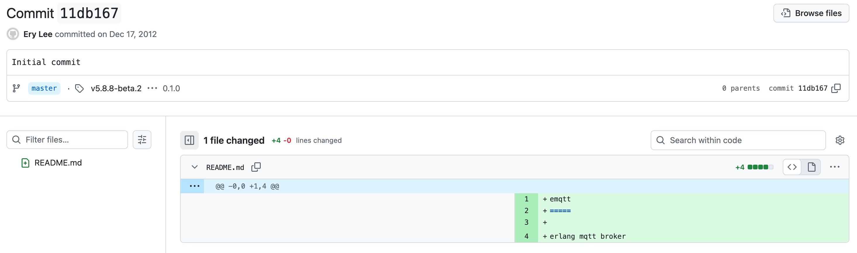 第一个 Commit 的时候叫 EMQTT