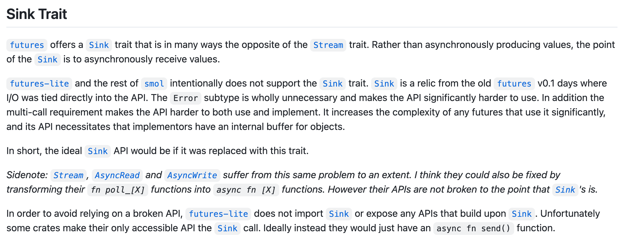 任何看过 Sink trait 定义的人都会沉默